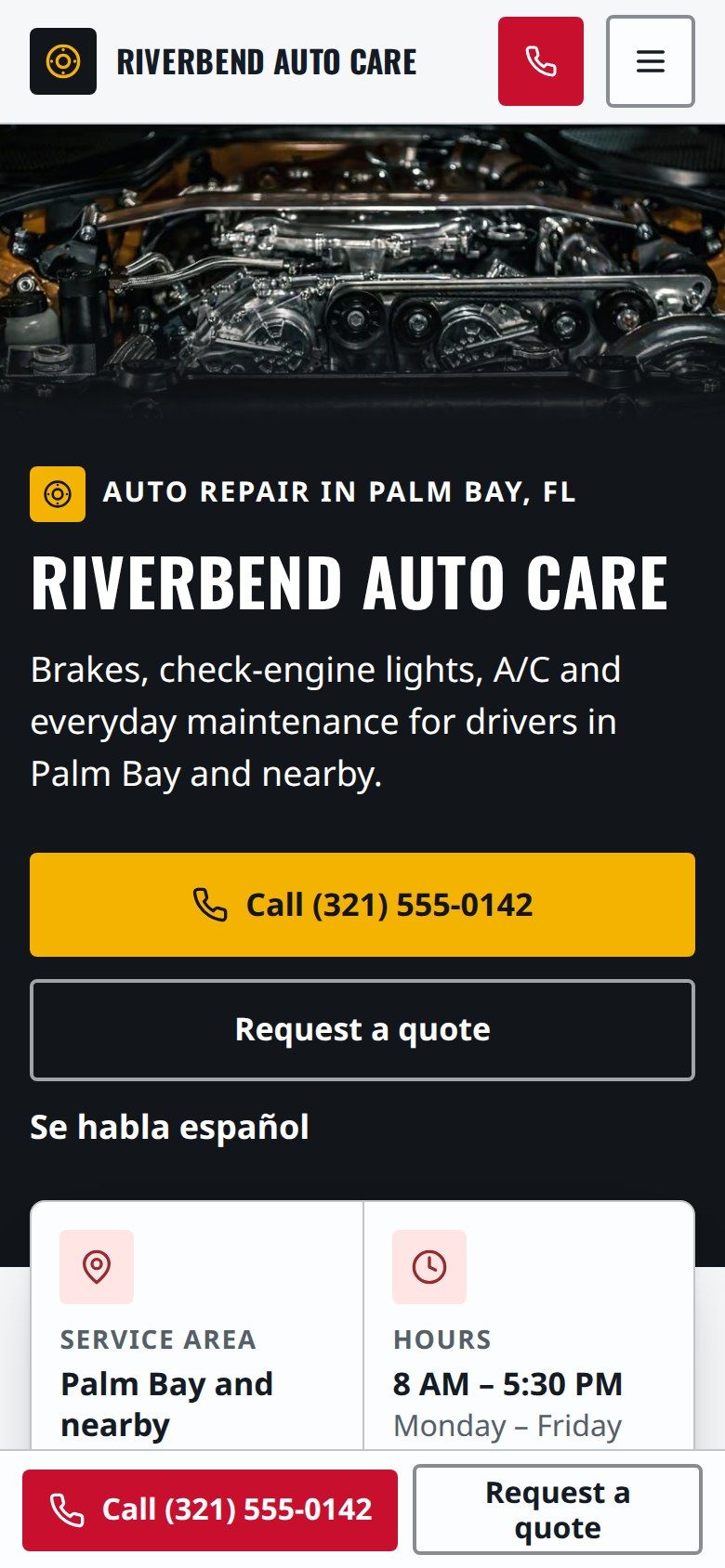 The same Riverbend Auto Care sample design on a phone